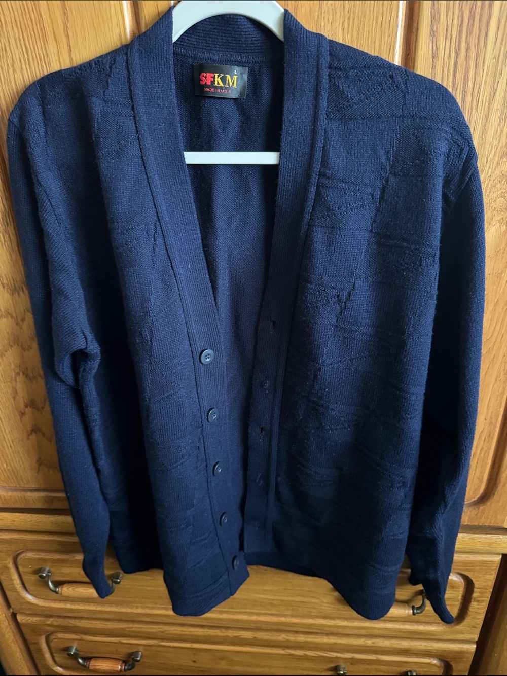 Men's Navy Button-Front Cardigan Sweater